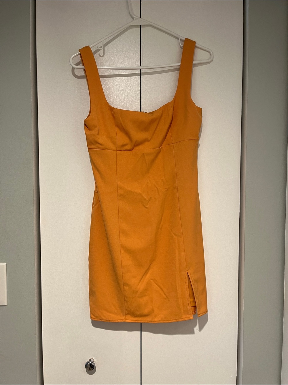 Forever 21 Yellow-Orange Square-Neck Mini Dress